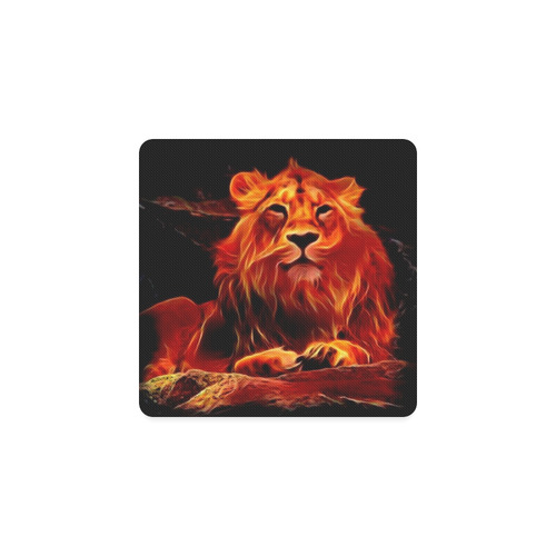 Animal ArtStudio- fiery lion A Square Coaster