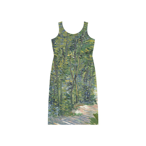 Vincent van Gogh Path in Woods Phaedra Sleeveless Open Fork Long Dress (Model D08)