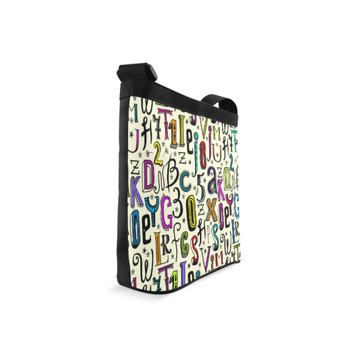 Letters Numbers Stars Typography Pattern Colored Crossbody Bags (Model 1613)