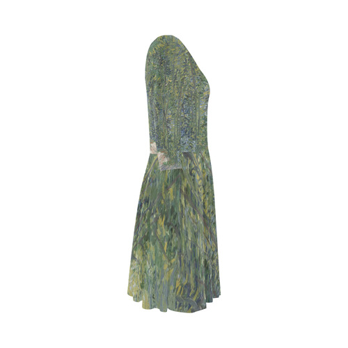 Vincent van Gogh Path in the Woods Elbow Sleeve Ice Skater Dress (D20)