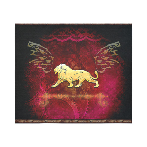Golden lion on vintage background Cotton Linen Wall Tapestry 60"x 51"