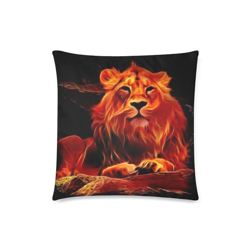 Animal ArtStudio- fiery lion A Custom Zippered Pillow Case 18"x18"(Twin Sides)