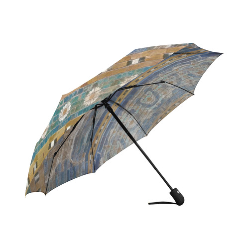 Two Lions And Daisis Mosaic Auto-Foldable Umbrella (Model U04)