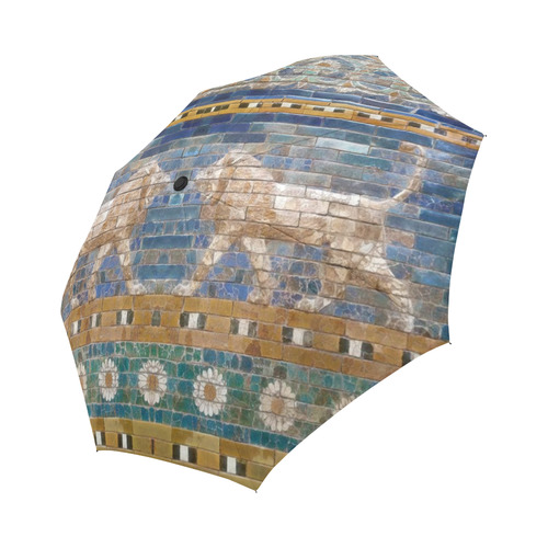 Two Lions And Daisis Mosaic Auto-Foldable Umbrella (Model U04)