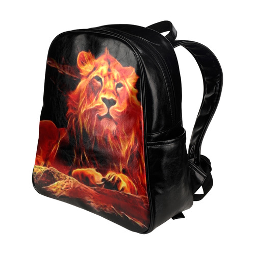 Animal ArtStudio- fiery lion A Multi-Pockets Backpack (Model 1636)