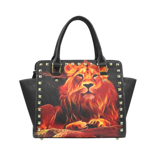 Animal ArtStudio- fiery lion A Rivet Shoulder Handbag (Model 1645)