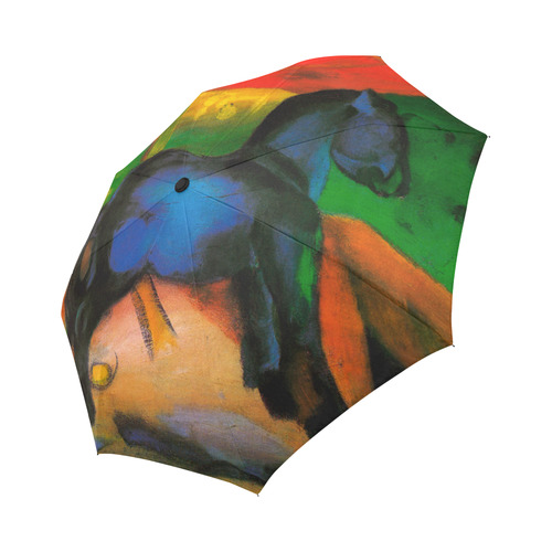Little Blue Horse by Franz Marc Auto-Foldable Umbrella (Model U04)
