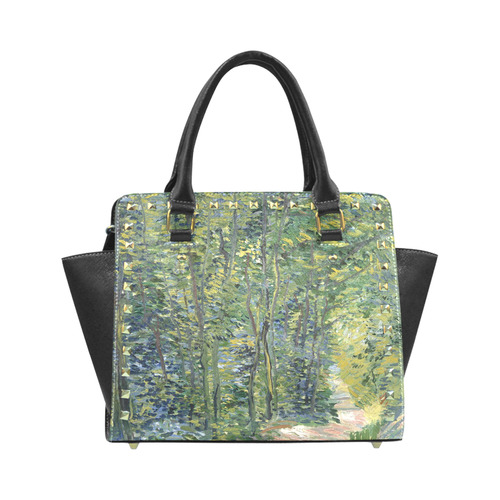 Vincent van Gogh Path in Woods Rivet Shoulder Handbag (Model 1645)