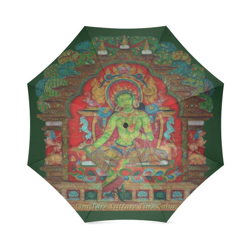 Green Tara from Tibetan Buddhism Foldable Umbrella (Model U01)