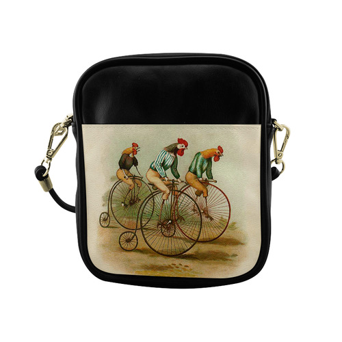 Vintage Bicycle Pennyfarthing Roosters Sling Bag (Model 1627)
