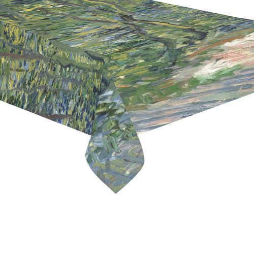 Vincent van Gogh Path in Woods Cotton Linen Tablecloth 60"x 104"
