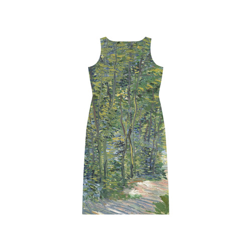 Vincent van Gogh Path in Woods Phaedra Sleeveless Open Fork Long Dress (Model D08)