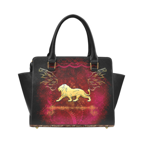 Golden lion on vintage background Classic Shoulder Handbag (Model 1653)