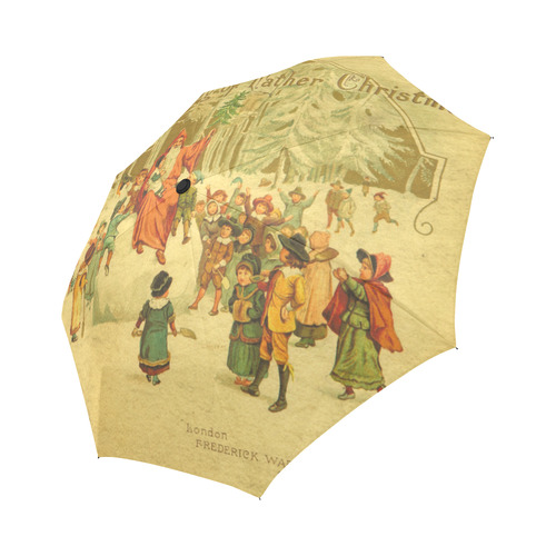 The Coming of Father Christmas Vintage Painting Auto-Foldable Umbrella (Model U04)