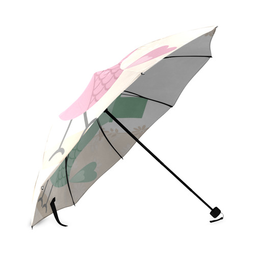 Cute Pink Green Love Birds Foldable Umbrella (Model U01)