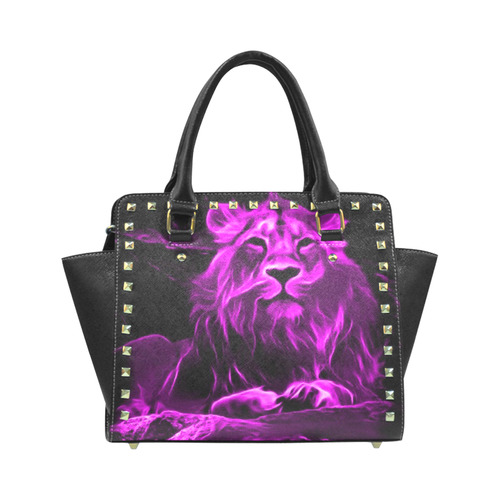 Animal ArtStudio- fiery lion B Rivet Shoulder Handbag (Model 1645)