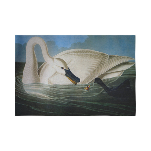 John James Audubon Trumpeter Swan Cotton Linen Wall Tapestry 90"x 60"