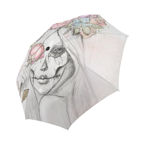 Boho Queen, skull girl, watercolor woman Auto-Foldable Umbrella (Model U04)