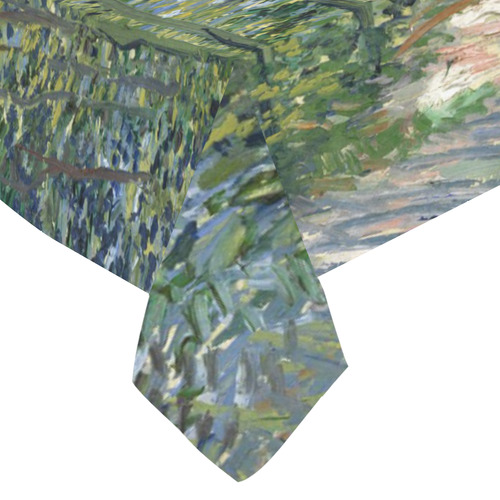 Vincent van Gogh Path in Woods Cotton Linen Tablecloth 60"x 84"