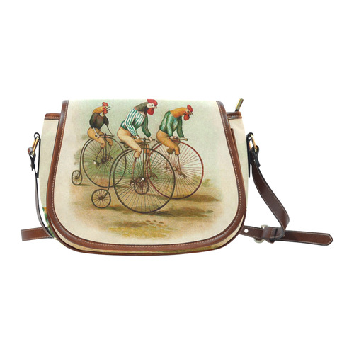 Vintage Bicycle Pennyfarthing Roosters Saddle Bag/Small (Model 1649) Full Customization