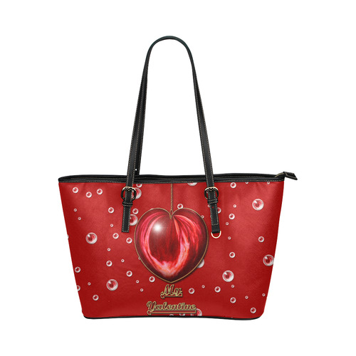Valentine Heart Leather Tote Bag/Large (Model 1651)