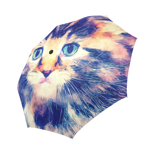 watercolor cat Auto-Foldable Umbrella (Model U04)