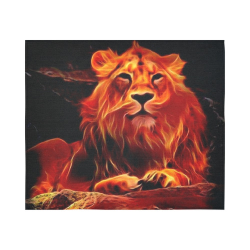 Animal ArtStudio- fiery lion A Cotton Linen Wall Tapestry 60"x 51"