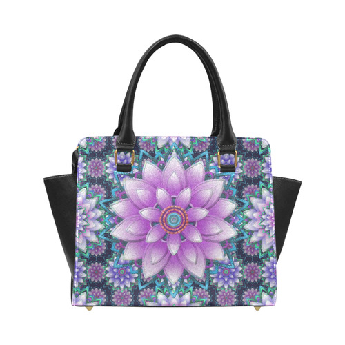 Lotus Flower Ornament - Purple and turquoise Classic Shoulder Handbag (Model 1653)