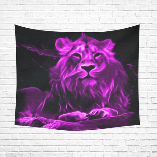 Animal ArtStudio- fiery lion B Cotton Linen Wall Tapestry 60"x 51"