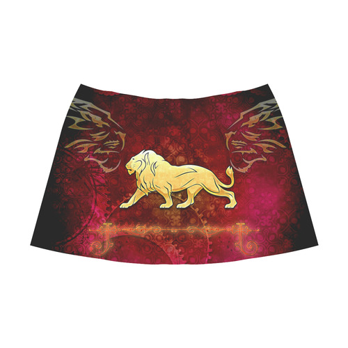 Golden lion on vintage background Mnemosyne Women's Crepe Skirt (Model D16)