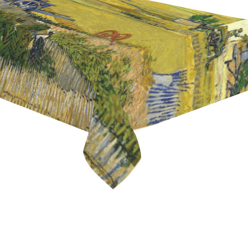Van Gogh Harvest at La Crau Cotton Linen Tablecloth 60"x120"
