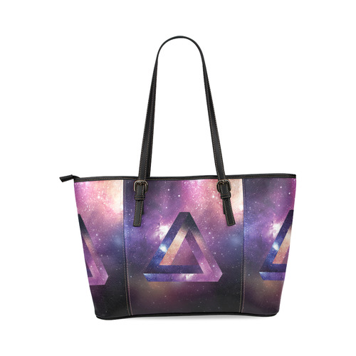 Trendy Purple Space Design Leather Tote Bag/Large (Model 1640)