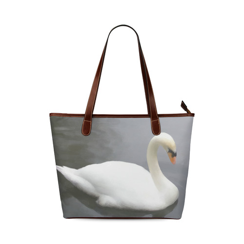 Swan - watercolor Shoulder Tote Bag (Model 1646)