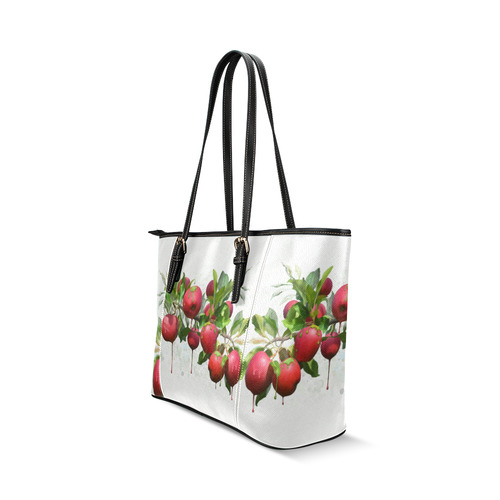 Melting Apples, watercolors Leather Tote Bag/Large (Model 1640)