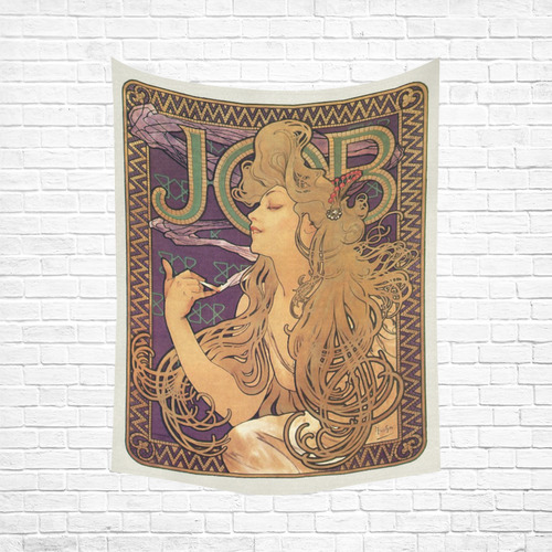 Vintage Alphonse Mucha Cigarette Advertisement Cotton Linen Wall Tapestry 60"x 80"