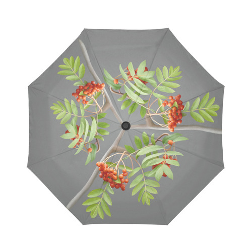 Rowan tree watercolor Auto-Foldable Umbrella (Model U04)