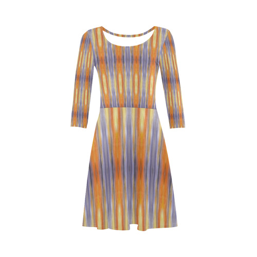 Gray Orange Stripes Pattern 3/4 Sleeve Sundress (D23)