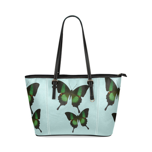 Papilio archturus butterflies painting Leather Tote Bag/Large (Model 1640)