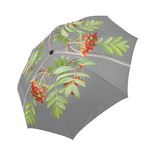 Rowan tree watercolor Auto-Foldable Umbrella (Model U04)