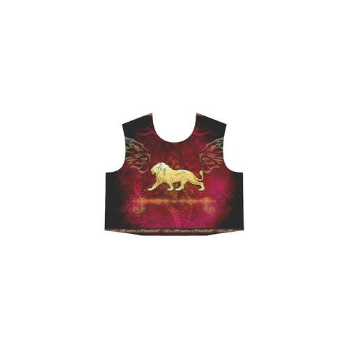 Golden lion on vintage background Eos Women's Sleeveless Dress (Model D01)