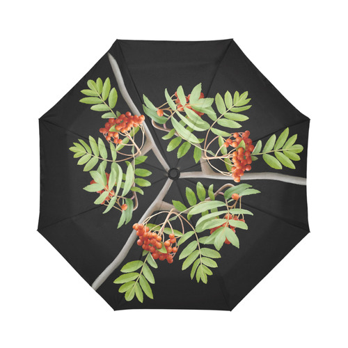 Rowan tree watercolor Auto-Foldable Umbrella (Model U04)