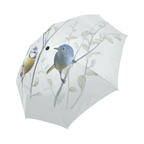 2 Cute Birds in Tree - watercolor Auto-Foldable Umbrella (Model U04)