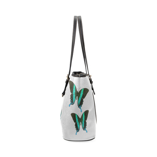 Papilio blumei butterflies painting Leather Tote Bag/Large (Model 1640)