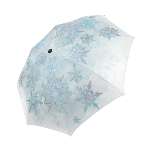 Snowflakes, snow, white and blue Auto-Foldable Umbrella (Model U04)