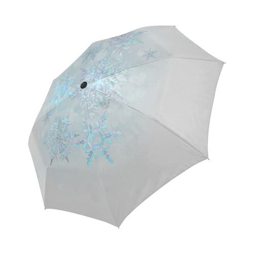 Snowflakes, snow, white and blue Auto-Foldable Umbrella (Model U04)