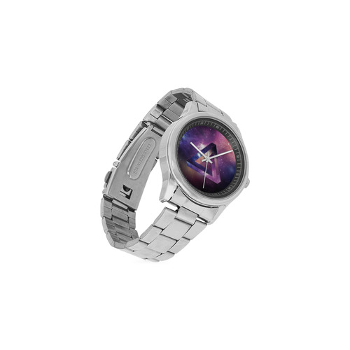 Trendy Purple Space Design Men's Stainless Steel Watch(Model 104)