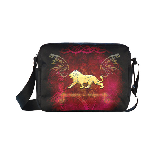 Golden lion on vintage background Classic Cross-body Nylon Bags (Model 1632)