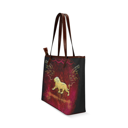 Golden lion on vintage background Shoulder Tote Bag (Model 1646)