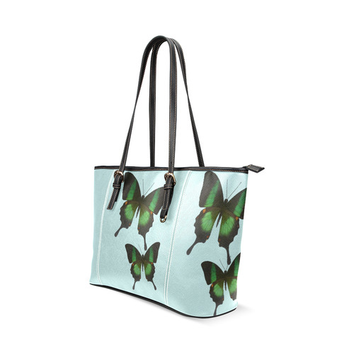 Papilio archturus butterflies painting Leather Tote Bag/Large (Model 1640)