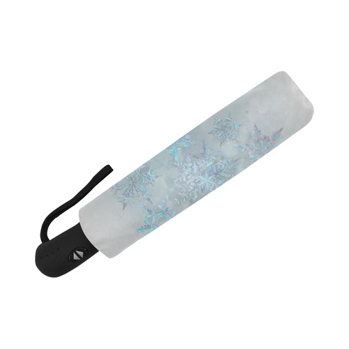 Snowflakes, snow, white and blue Auto-Foldable Umbrella (Model U04)